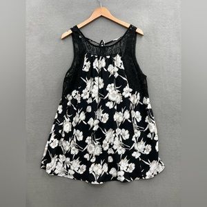 VIVAYOU Size Large Black Floral Flower Pattern Summer Dress